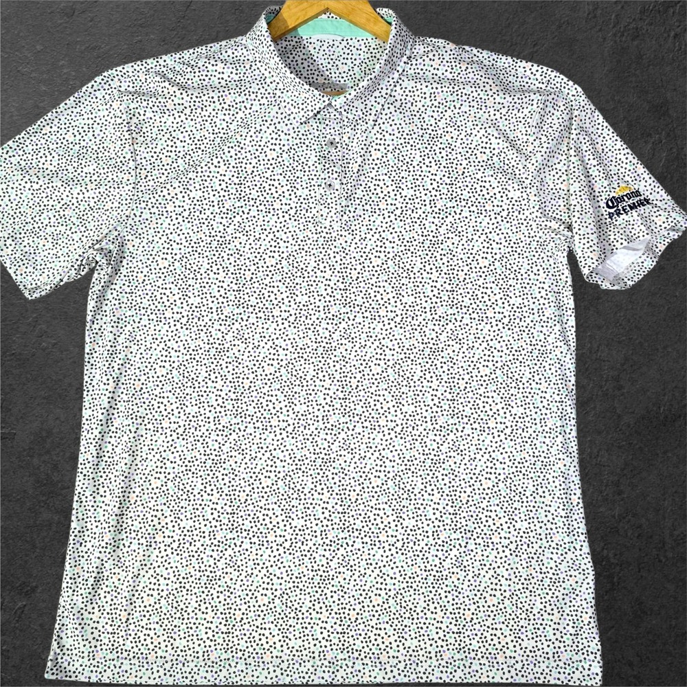 Swannies‎ Men 2XL Golf Polo Shirt White Polka Dot Performance Corona Premier